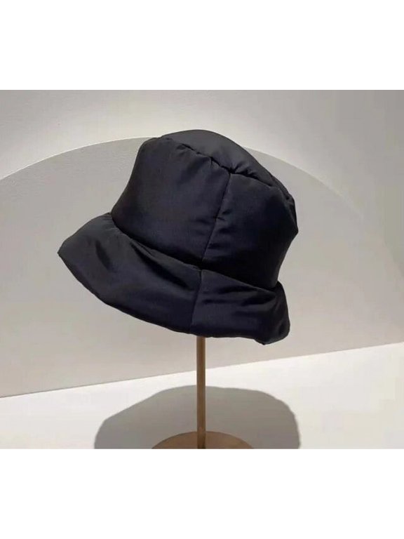 New Solid Color Winter Down Warm Ligweig Bucket Hats Fashion Quilted Fluffy Beanies Windproof Pilot Ski Basin Cap Wholesale