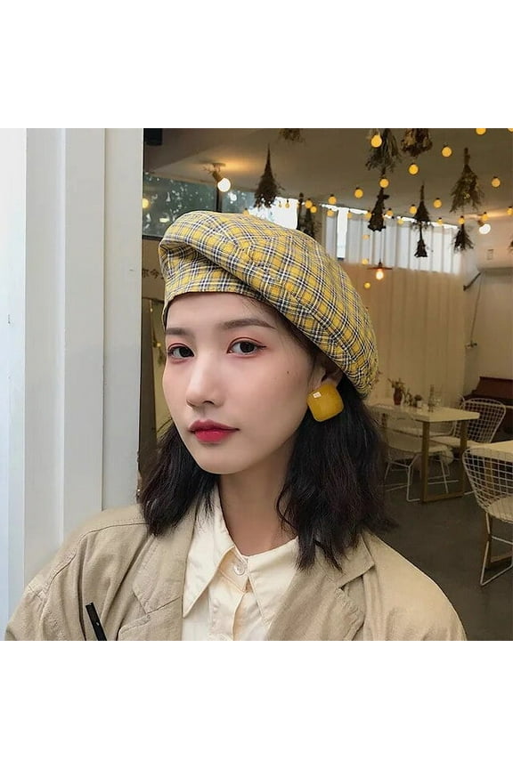 New Spring Plaid Thin Women Beret Cap Summer Sun Protection Fashion Temperament Retro Painter Hat Leisure Cap Gorros 모자