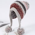 thumbnail image 1 of SikaFu New Winter Knitted Hats Women Patchwork Pompon Balls Earflap Caps Ladies Warm Thick Winter Beanies Female Beanie Hat, 1 of 6