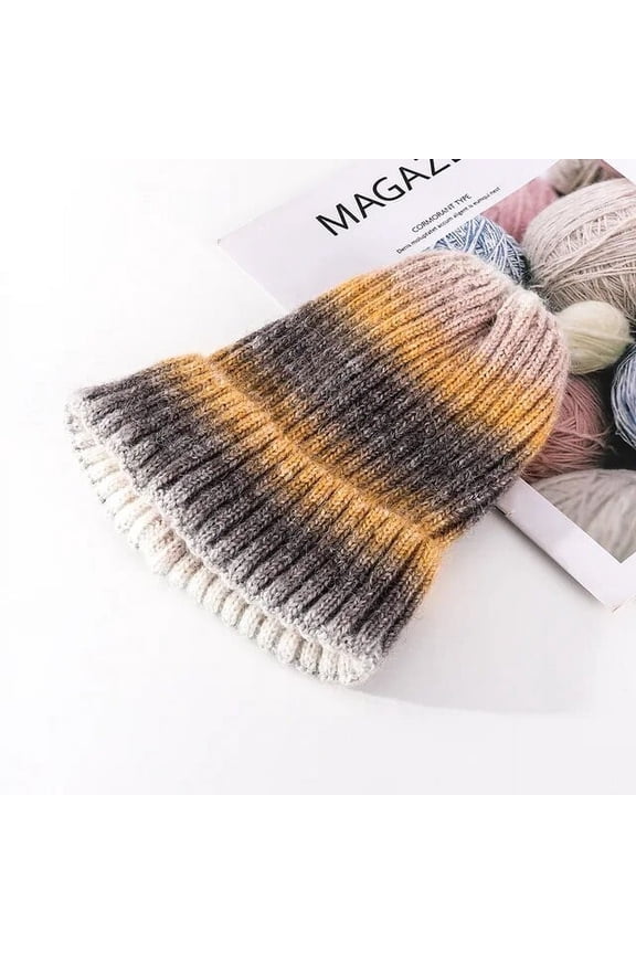 New Women's Hat Fashion Autumn and Winter Gradient Tie-dye Warm Wool Knitted Beanie Hat Bonnets Casqute