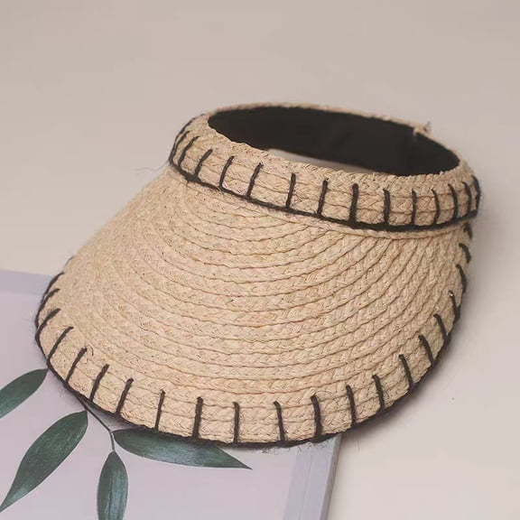 SikaFu Niche Designer Straw Hat Female Spring And Summer Lafite, Empty Top Hat Beach Holiday Sunscreen Hat Outdoor Sun Hat