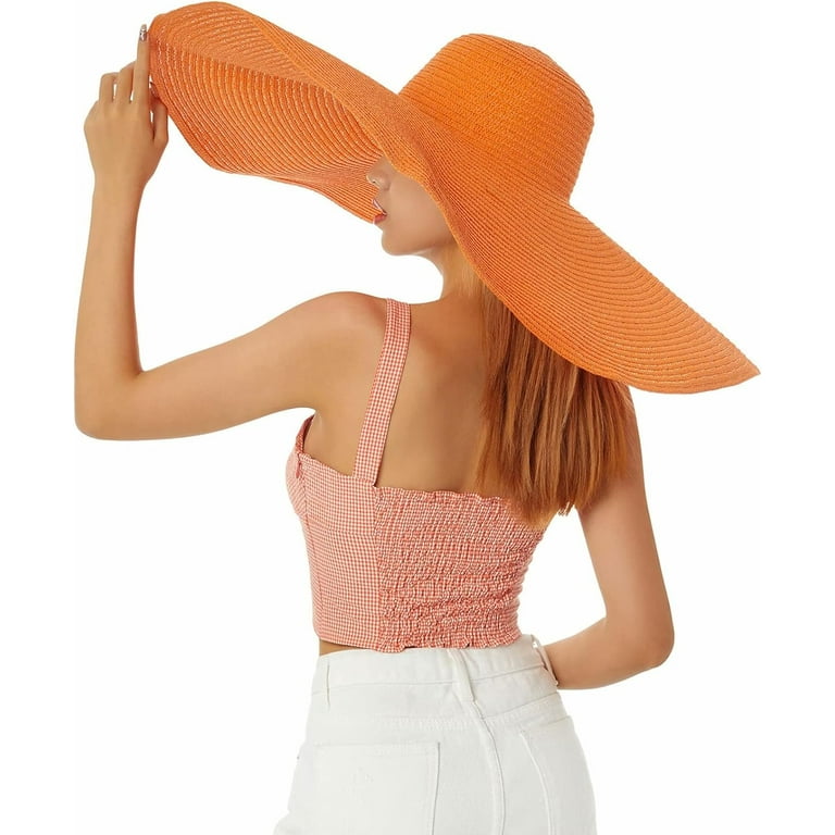 SikaFu Oversized Beach Straw Hats for Women Extra Large Wide Brim Beach Hat Foldable Roll up Floppy Sun Hat Walmart