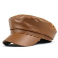 thumbnail image 1 of SikaFu Pi Jun Hat Female Autumn And Winter Alphabet Student Hat Edition Fashion PU Naval Hat High -Speed Sales Tong Hat, 1 of 6