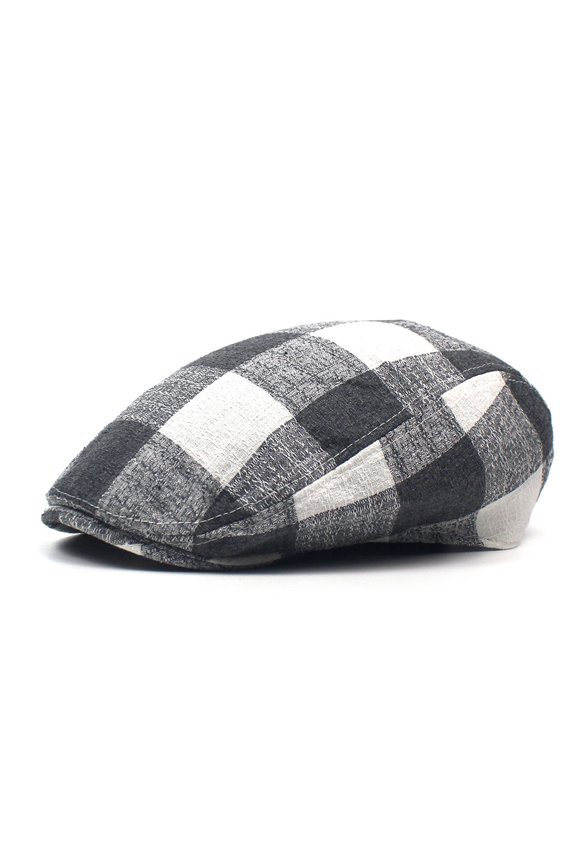 Pinely Adjusted Beret Hat Men's Casual Lattice Peaked Cap Cross -Border Forward Hat Thin Women's Hat