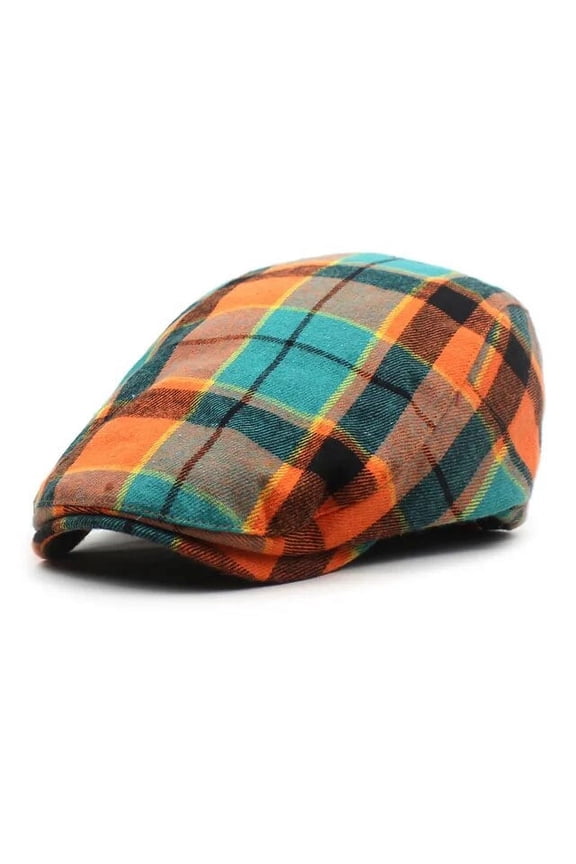 Plaid Cotton Newsboy Caps Men Flat Peaked Cap Women Painter Beret Hats 30
