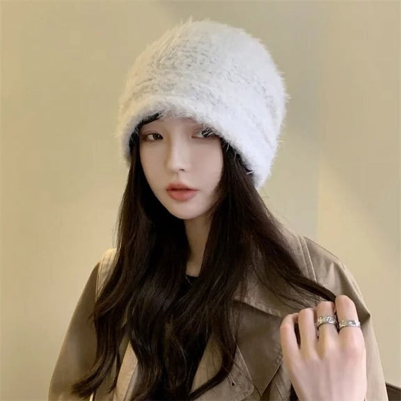 SikaFu Plush Beanies Hats For Women Winter Warm Solid Baggy Knitted Skullies Hat Outdoor Coldproof Beanies Caps Female Cap Gorros шляпа