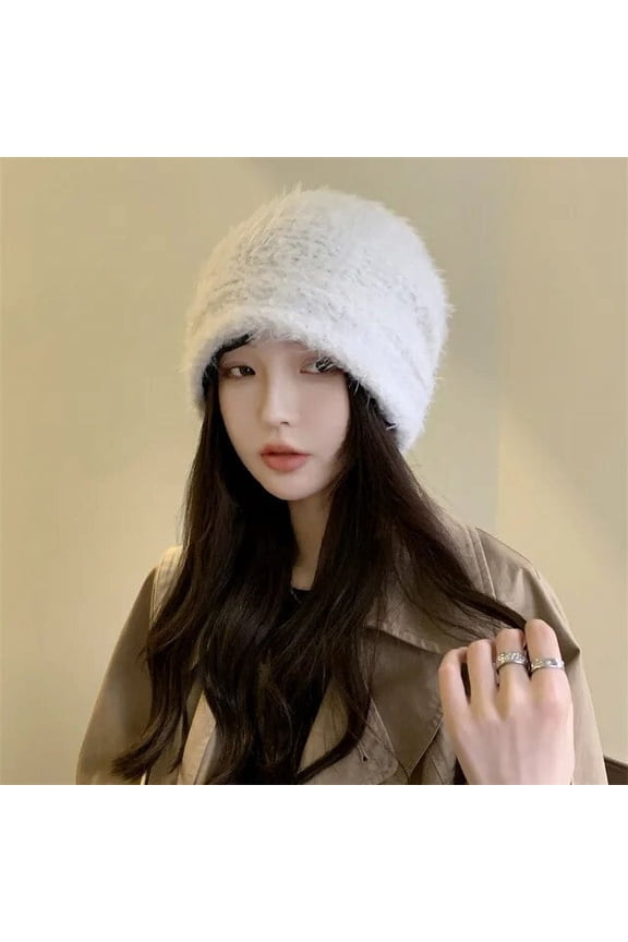 Plush Beanies Hats For Women Winter Warm Solid Baggy Knitted Skullies Hat Outdoor Coldproof Beanies Caps Female Cap Gorros шляпа