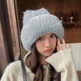 thumbnail image 1 of SikaFu Plush And Plush Hats For Children. Winter Is Sweet And Cute, Keeping Warm. Ear Protectors Are Worn On The Head Cap, With A Large Head That Shows Off The Face And A Small Knitted Hat, 1 of 9