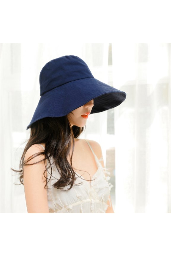 Pure Color Large -Edged Hat Ms. Summer Outdoor Sunscreen Hats Big Brim Fisherman Hat Wind Rope Sun Hat