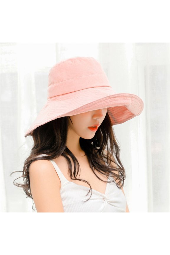 Pure Color Large -Edged Hat Ms. Summer Outdoor Sunscreen Hats Big Brim Fisherman Hat Wind Rope Sun Hat