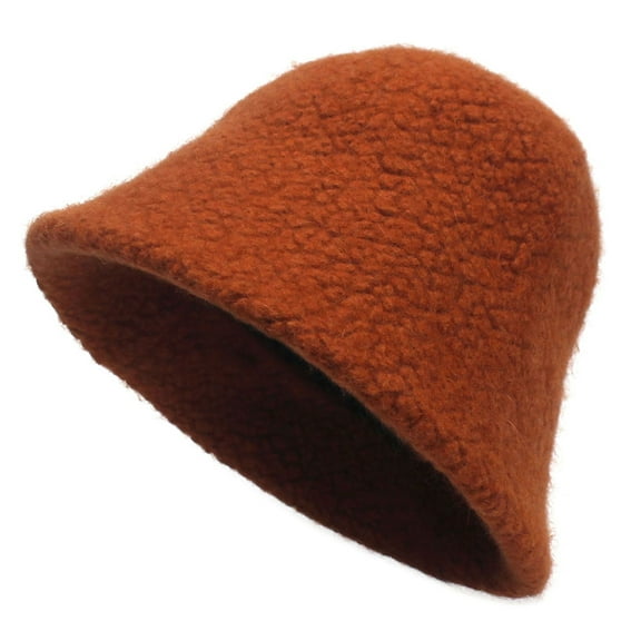 SikaFu Pure -Colored Lamb Hairy Hat Thick Winter Hat Warm Water Bucket Hat Ms. Fashion Fisherman Hat Winter Hat Woman