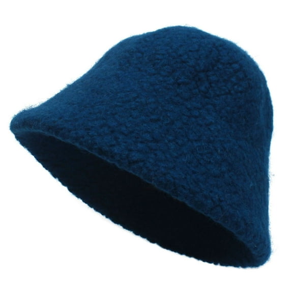 SikaFu Pure -Colored Lamb Hairy Hat Thick Winter Hat Warm Water Bucket Hat Ms. Fashion Fisherman Hat Winter Hat Woman