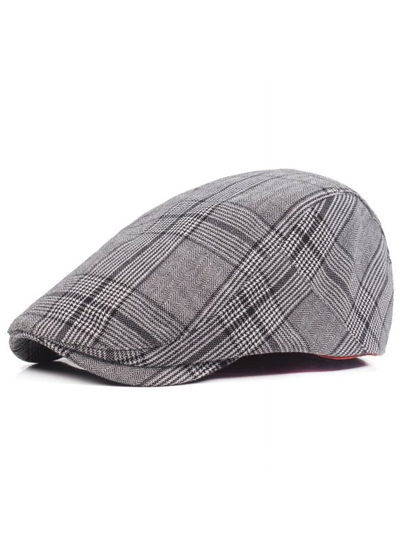 Pure Cotton Beret. Men's Spring And Summer Thin Plaid Peaked Cap