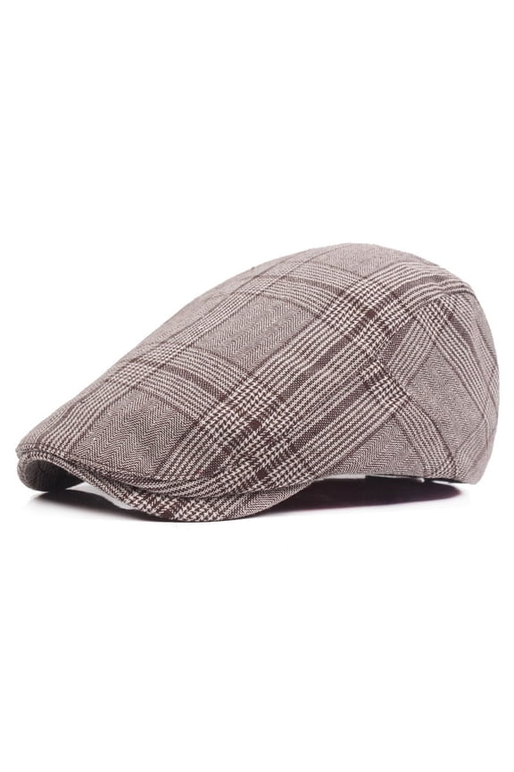Pure Cotton Beret. Men's Spring And Summer Thin Plaid Peaked Cap