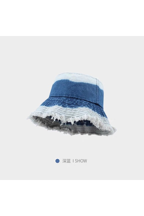 Retro Gradient Denim Fisherman Hat Summer Woolen Wool Water Washing Wild Sun Hat Fashion Casual Sunscreen Hat