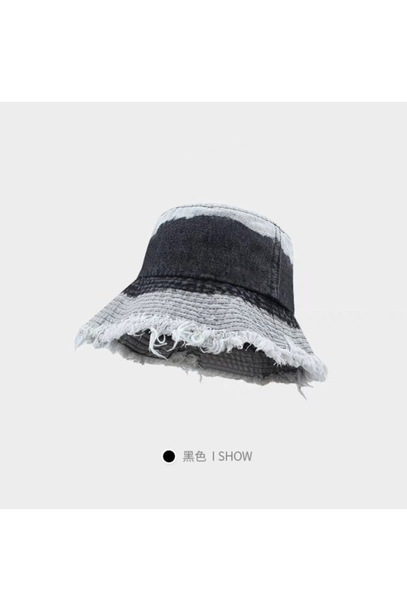 Retro Gradient Denim Fisherman Hat Summer Woolen Wool Water Washing Wild Sun Hat Fashion Casual Sunscreen Hat