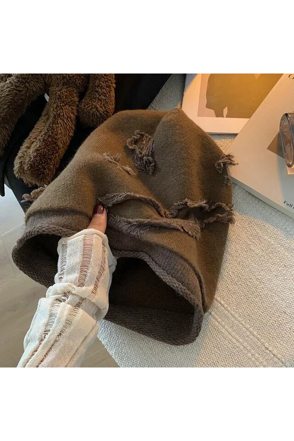 Retro Pullover Hat Women's Autumn and Winter High-quality Crimped Stacking Cap Solid Color Elegant Skull Beanie Hats