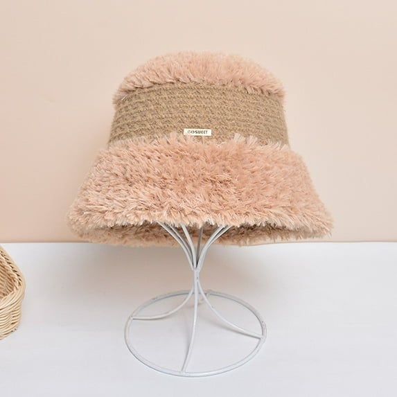 SikaFu Selected Winter Hats Autumn And Winter Fashion Fisherman Hat Plush White Knitted Wool Hat, Rabbits Warming Basin
