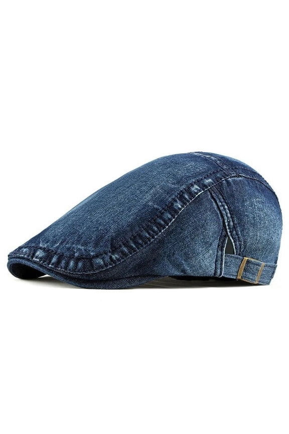Simple Washed Denim Berets Hat Men Women Spring Summer Peaked Flat Cap Artist Duckbill Hat Casual Herringbone Newsboy Cap