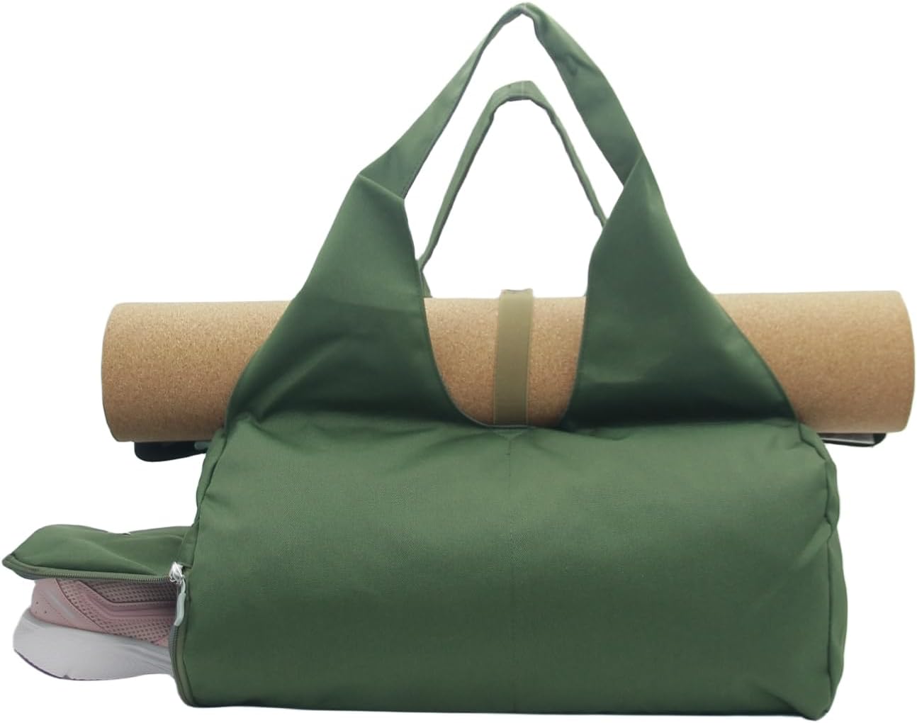 SikaFu Small Gym Bag for Women with Shoe Compartment & Wet Pocket Sports Travel Duffel Bag,Yoga Gym Totes With Mat Holder,Waterproof Carry On Weekender Overnight Bag (Khaki)