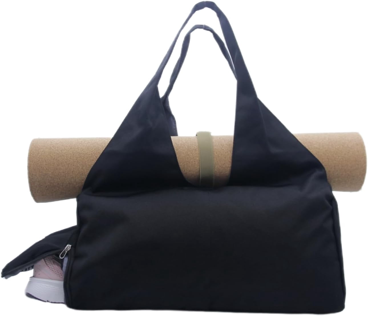 SikaFu Small Gym Bag for Women with Shoe Compartment & Wet Pocket Sports Travel Duffel Bag,Yoga Gym Totes With Mat Holder,Waterproof Carry On Weekender Overnight Bag (Khaki)