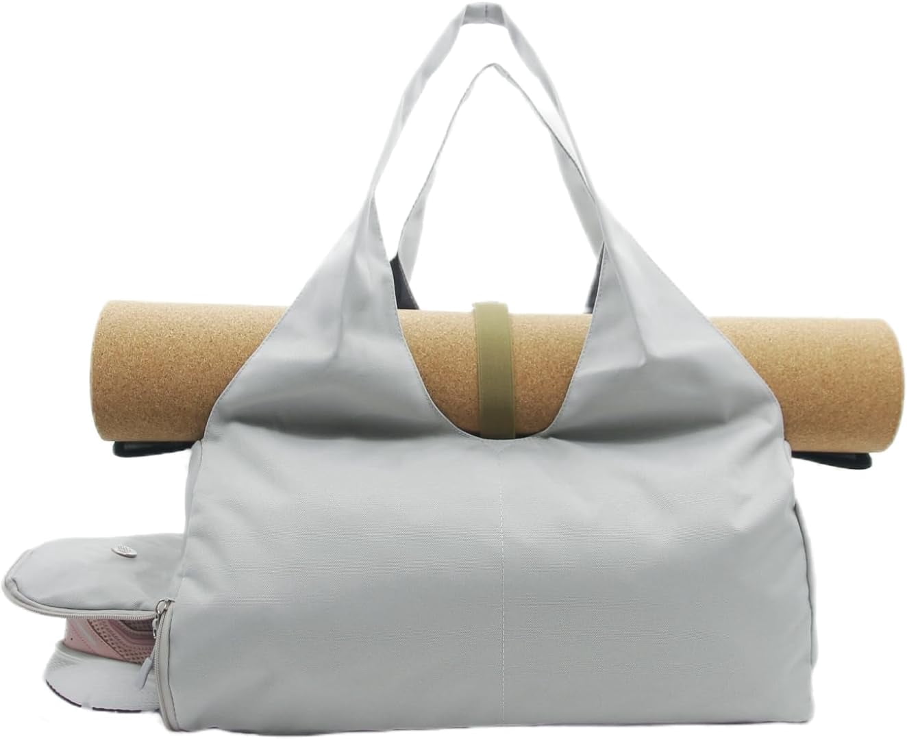 SikaFu Small Gym Bag for Women with Shoe Compartment & Wet Pocket Sports Travel Duffel Bag,Yoga Gym Totes With Mat Holder,Waterproof Carry On Weekender Overnight Bag (Khaki)