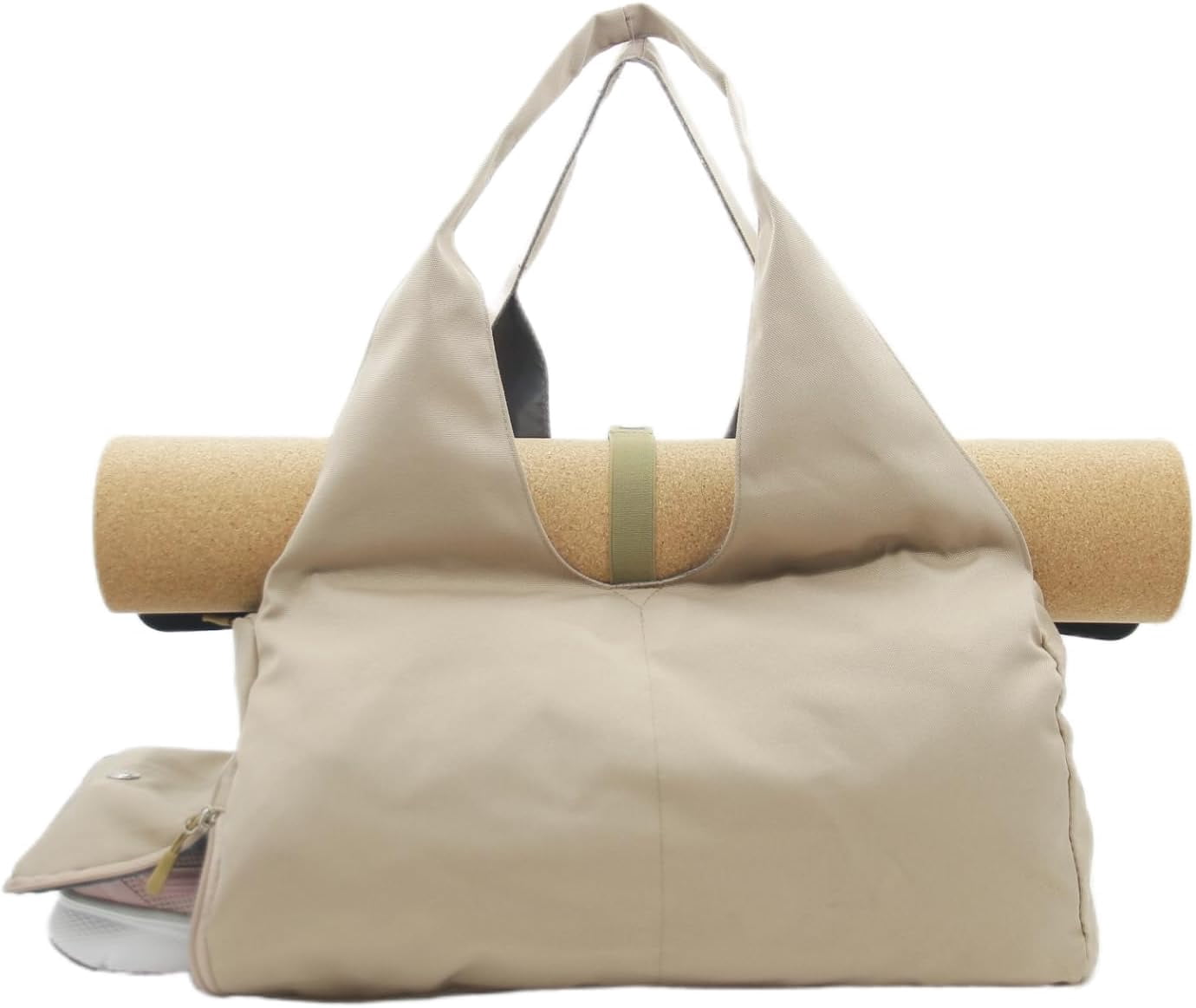 SikaFu Small Gym Bag for Women with Shoe Compartment & Wet Pocket Sports Travel Duffel Bag,Yoga Gym Totes With Mat Holder,Waterproof Carry On Weekender Overnight Bag (Khaki)