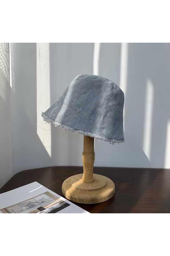 Spring And Summer New Korean Washing Mao Washing Edge Denim Denim Fisherman Hat Female Bucket Shelter Shading Pot Tide