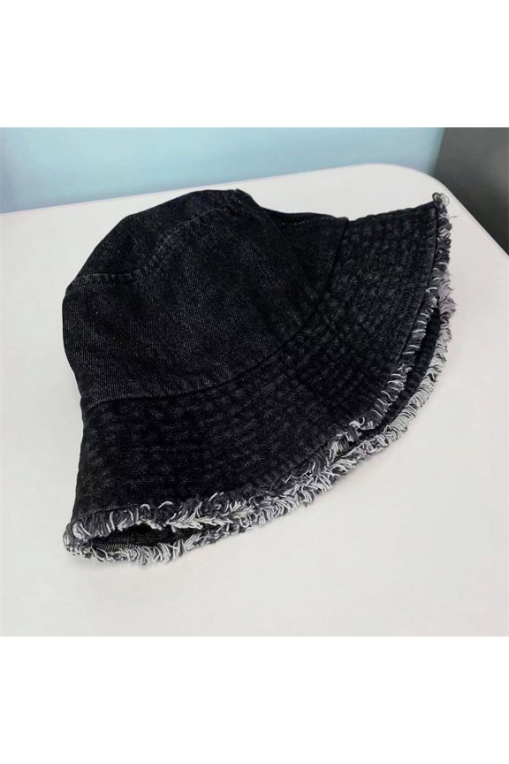 Spring And Summer New Models Of Old Retro Solid Color Wool Edge Denim Hats Female Version Of Water Washing Wild Face Bucket Pot
