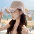 thumbnail image 1 of SikaFu Spring And Summer Straw Hat Woven Big Hat Shading Hat Female Fashion, Simple Wave Lace Beach Sun Hat, 1 of 7