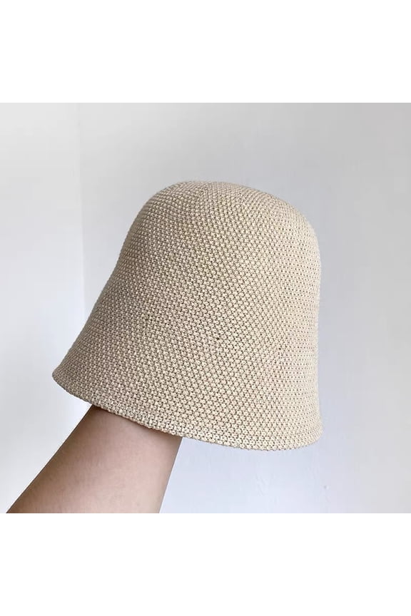 Spring And Summer Bucket Hat Women's Retro Bell Shaped Face Show Small Grass Weaving Fisherman Hat Bowl Hat Breathable Sun Protection Versatile Sun Protection