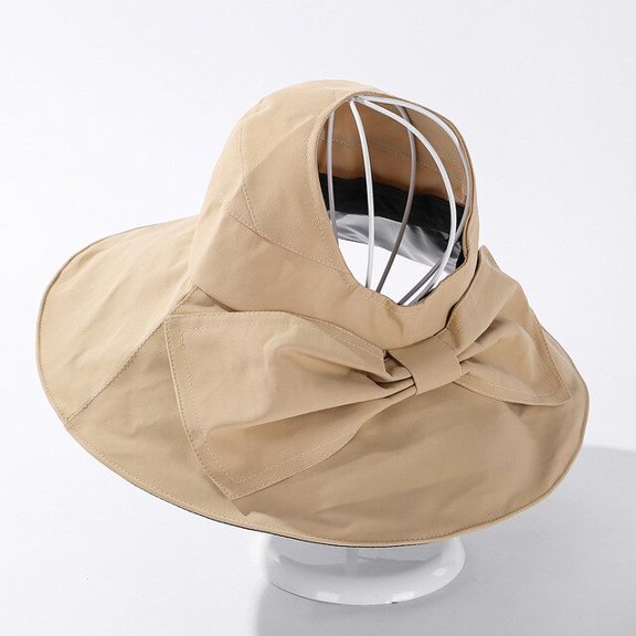 SikaFu Spring Summer Hat Women High Quality Anti-UV Bow Sun Visor Hat Lady Wide Brim Beach Cap Female Packable Sun Hat Visor Cap