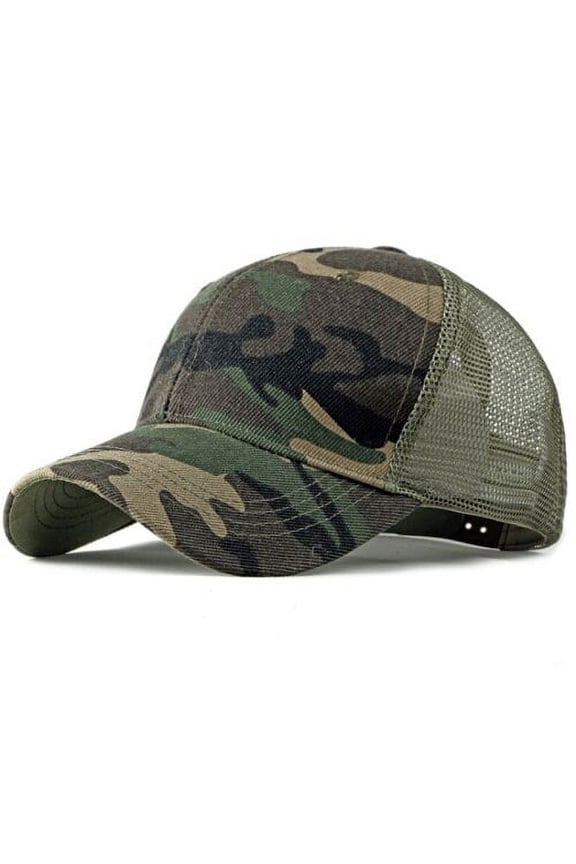 Spring Summer Sun Hat Caps for Men Women Adjustable Baseball Cap Breathable Mesh Trucker Cap Camo Camouflage Baseball Hat