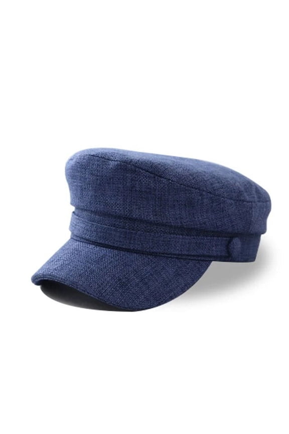 Spring Summer Women Hat Flat Cap Military Cap Linen Octagonal Cap Solid Color Flat Top Military Hats Young Student Hat Female