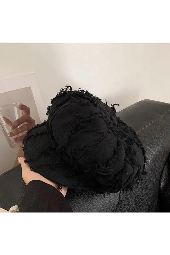 Spring and Autumn Retro Raw Edge Fringed Beret Octagonal Hat Big Head Solid Color Fashion Newsboy Hat for Women