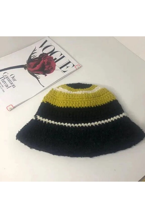 Striped Knitted Beanies Hats For Women Colorful Handmade Crochet Skullies Cap Famela Winter Warm Knitted Beanies Caps Bonnet