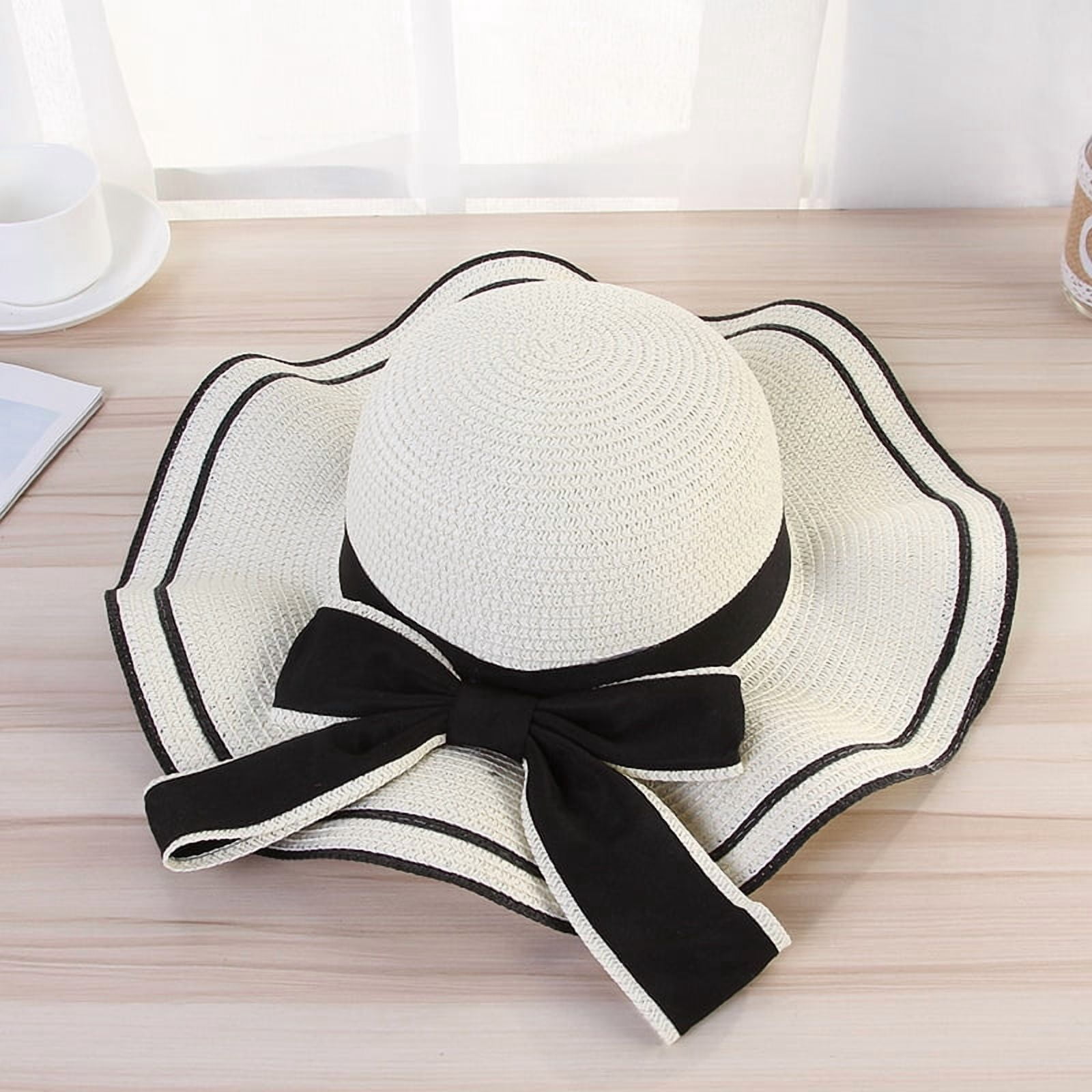 Bow Sun SikaFu Summer Bow, Sun Hat Female Seaside Beach Holiday Hat Outdoor ...