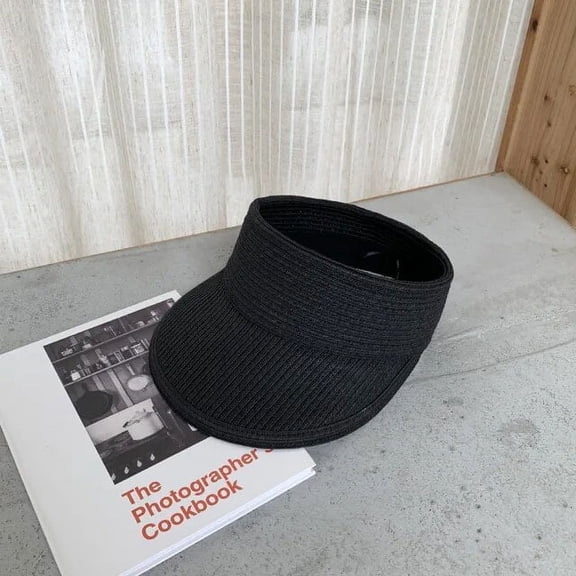 SikaFu Summer Cap Empty Top Suncap Foldable Portable Roll Up Beach Hat Wide Brim Women Sun Hats Fashion Casual Straw Caps Visors