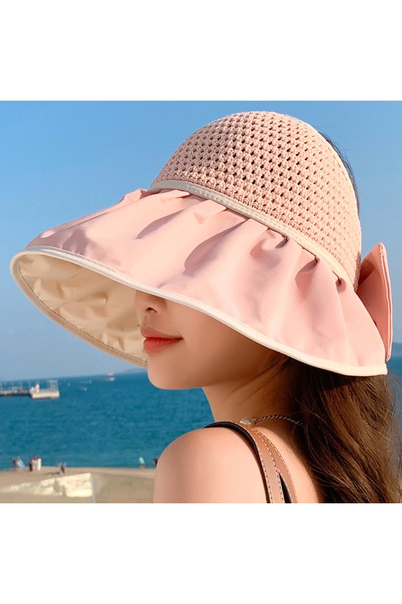 Summer Empty Hat High Face Value Sweet And Sweet Sun Hat Blade Blade Blade, The Head Can Tie A Ponytail Hat Woman Spot