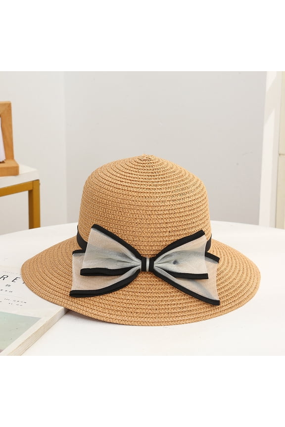 Summer Fashion Bow Hat Hat Female Seaside Vacation Sweet Tempered Fisherman Hat Grand Hat Browbow Ding Gats