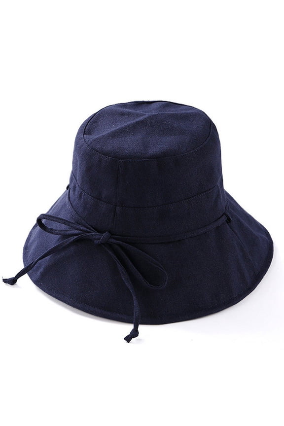 Summer Hat Female Solid Color Cotton And Linen Cap Can Fold The Large Eaves Of BasOutdoor Sunscreen