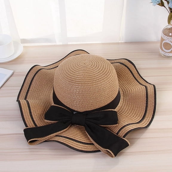 SikaFu Summer Large -Edge Hat Wave Edge Bow, Straw Hat, Lady On The Beach, Shade, Big Coating Manufacturer