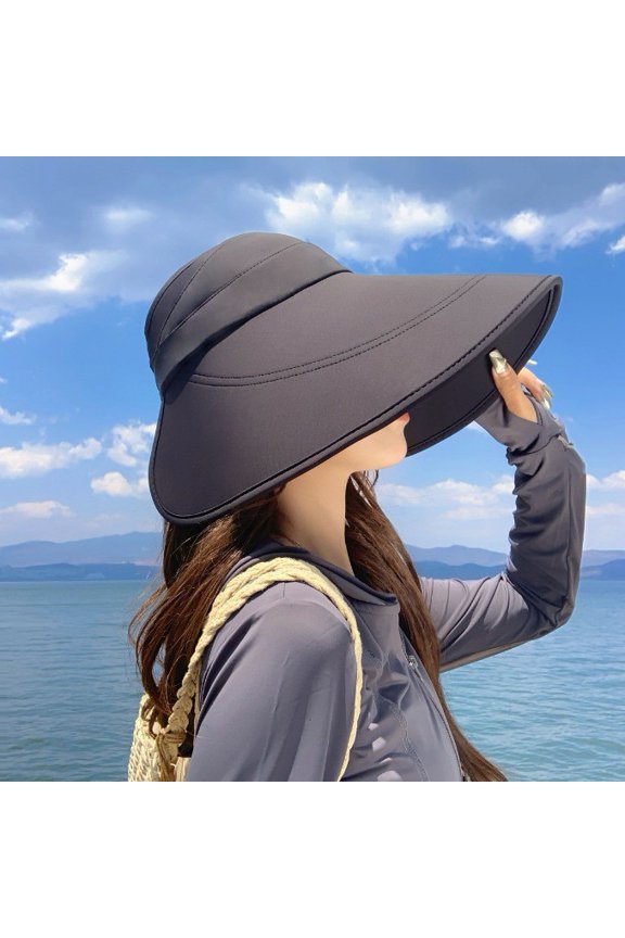 Summer New Empty Top Hat, Brim Sunscreen Sun Hat Female Anti -Ultraviolet Riding Bicycle Travel Outdoor Sports Shading Cap