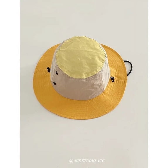 SikaFu Summer Outdoor Quick-drying Bucket Hat Women Trend Contrasting Color Drawstring Sun Protection Flat Top Men Fishing Cap