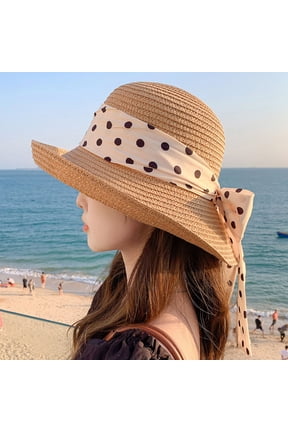 Summer Outdoor Seaside Hat Girl Is Fashionable, Simple, Tapped Dot Straw Hats Sweet Wave Dot Dot Sun Hat Spot