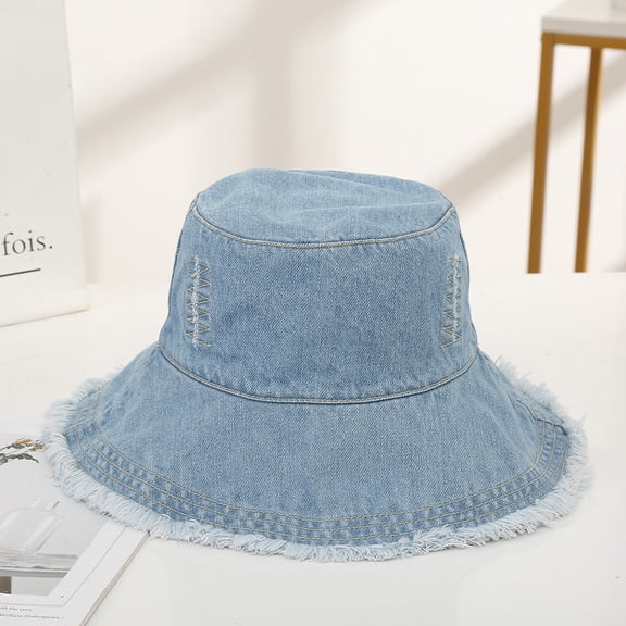 SikaFu Summer Thin Wool -Edge Denim Fisherman Hat Female Fashion, Simple Face, Small Basin Hats Out Of The Way Out Of The Hood, ,