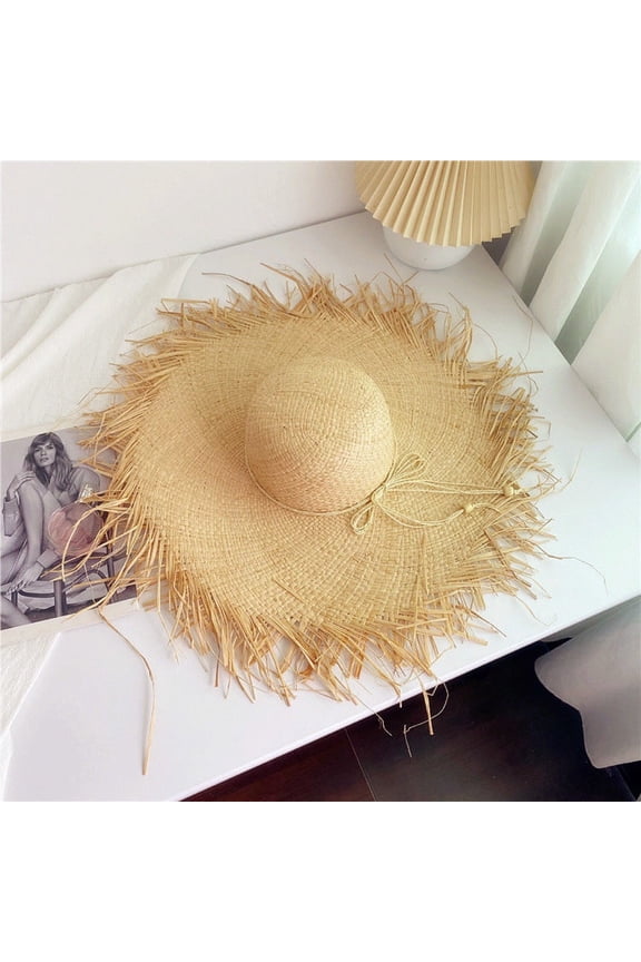 Summer Wind Hat Big Cave, Mao Bian Lafite Paifang Hat Female Beach Hat Out Of The Sea Resort Sunscreen Slipper