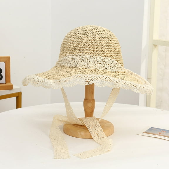 SikaFu Sun Hat Straw Hat Female Summer Outdoor Sunscreen Hat Flat Handmade Handmade Handbrings Folding Hat