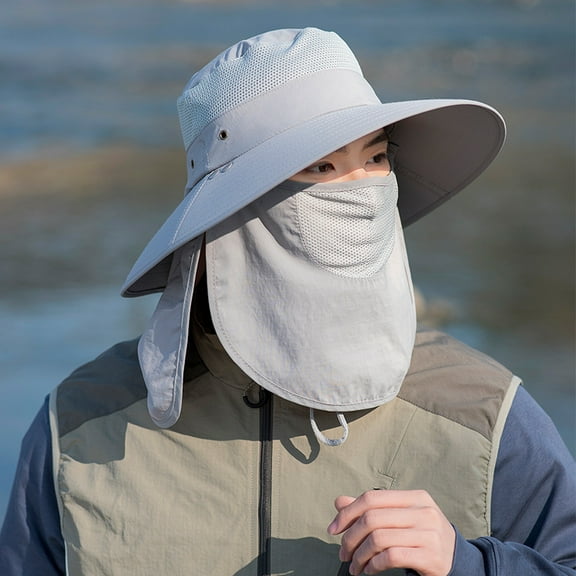 SikaFu Sunscreen Hat For Men, Summer Sunshade Hat, Face Covering Fishing Hat, Detachable Large Brim Fisherman's Hat, Waterproof Mountaineering Hat