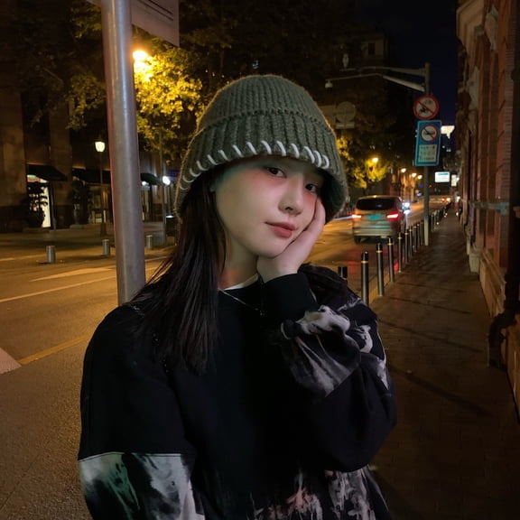 SikaFu Super Western Korean Handmade Crochet Knitted Water Bucket Hat Children's Autumn And Winter Retro Versatile Warm Fisherman Hat